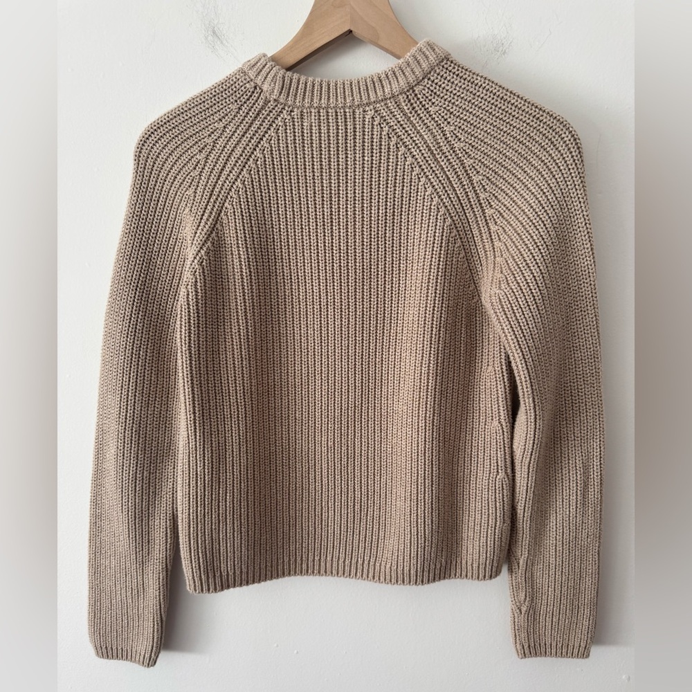 Quince Ribbed Cotton Fisherman Crewneck Sweater Small - Picture 2 of 4